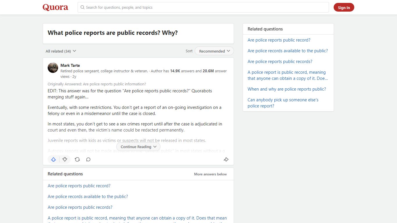 What police reports are public records? Why? - Quora